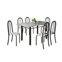 Ver imagem 2 de Conjunto de Mesa Tubular 140cm x75 cm Tampo em Granito Topázio com 6 Cadeiras Iris Preto/Arabesco