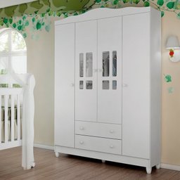Conjunto de Quarto Infantil 1 Cômoda 4 Gavetas 1 Guarda-roupa de Bebê 4 Portas e 2 Gavetas Ariel - 14