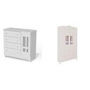 Ver imagem 2 de Conjunto de Quarto Infantil 1 Cômoda 4 Gavetas 1 Guarda-Roupa de Bebê 4 Portas e 2 Gavetas Ariel Branco