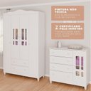 Ver imagem 3 de Conjunto de Quarto Infantil 1 Cômoda 4 Gavetas 1 Guarda-Roupa de Bebê 4 Portas e 2 Gavetas Ariel Branco