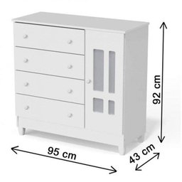 Conjunto de Quarto Infantil 1 Cômoda 4 Gavetas 1 Guarda-roupa de Bebê 4 Portas e 2 Gavetas Ariel - 9