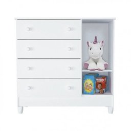 Conjunto de Quarto Infantil 1 Cômoda 4 Gavetas 1 Guarda-roupa de Bebê 4 Portas e 2 Gavetas Ariel - 10