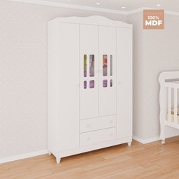 Conjunto de Quarto Infantil 1 Cômoda 4 Gavetas 1 Guarda-roupa de Bebê 4 Portas e 2 Gavetas Ariel - 18