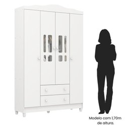 Conjunto de Quarto Infantil 1 Cômoda 4 Gavetas 1 Guarda-roupa de Bebê 4 Portas e 2 Gavetas Ariel - 13
