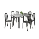 Ver imagem 2 de Conjunto de Mesa Tubular 140cm x 75cm Tampo em Granito Topázio com 6 Cadeiras Iris B Preto