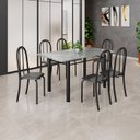 Ver imagem 1 de Conjunto de Mesa Tubular 140cm x 75cm Tampo em Granito Topázio com 6 Cadeiras Iris B Preto