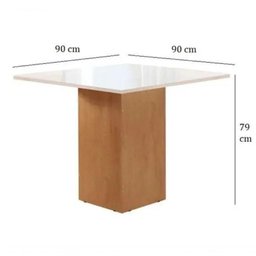 Conjunto de Mesa de Jantar Dakota 90x90cm Tampo de Vidro com 4 Cadeiras Napoles Cel Móveis Cinamomo - 4