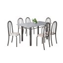 Ver imagem 2 de Conjunto de Mesa Tubular 140cm x 75cm Tampo em Granito Ocre com 6 Cadeiras Iris B Prata/Bege