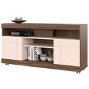 Ver imagem 2 de Rack para Sala de Estar TV 47 pol com Rodízios Raya C04 Nogueira Real Off White - Lyam Decor