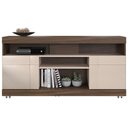 Ver imagem 5 de Rack para Sala de Estar TV 47 pol com Rodízios Raya C04 Nogueira Real Off White - Lyam Decor