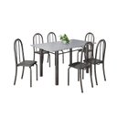 Ver imagem 2 de Conjunto de Mesa Tubular 140cm x 75cm Tampo em Granito Ocre com 6 Cadeiras Iris B Prata/Preto