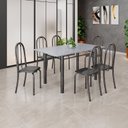 Ver imagem 1 de Conjunto de Mesa Tubular 140cm x 75cm Tampo em Granito Ocre com 6 Cadeiras Iris B Prata/Preto