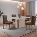 Ver imagem 1 de Mesa de Jantar Isadora 120 cm Tampo MDF Vidro Canto Copo com 4 Cadeiras Carolina Moderna Mobília