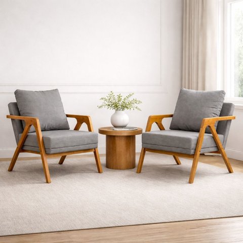 Conjunto 2 Poltronas Decorativa Mona Luxo Sala de Estar e Decoração:cinza