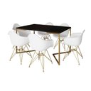 Ver imagem 6 de Mesa Jantar Industrial Preta 137X90Cm Base V Com 6 Poltronas Daw Brancas Base Dourada Cor: Preto