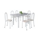 Ver imagem 2 de Conjunto de Mesa Tubular 140cm x 75cm Tampo em Granito Ocre com 6 Cadeiras Iris B Branco/Bege