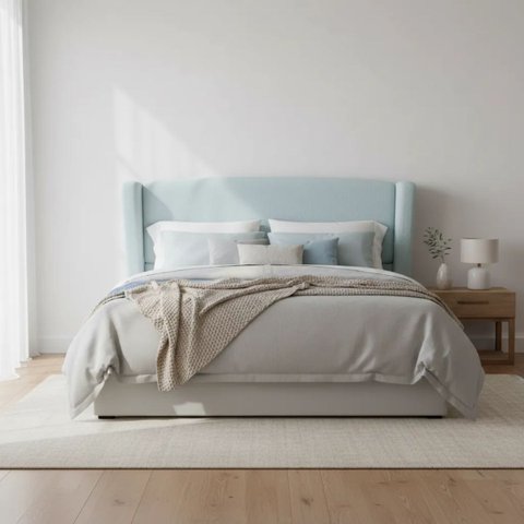 Cabeceira de Cama Estofada Box 195 Cm King Decoração Virginia Boucle