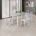 Ver imagem 1 de Conjunto de Mesa Tubular 140cm x 75cm Tampo em Granito Ocre com 6 Cadeiras Iris B Branco/Arabesco