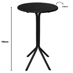 Mesa Bistrô Alto Preto com Tampo Redondo Preto - 3