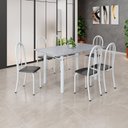 Ver imagem 1 de Conjunto de Mesa Tubular 140cm x 75cm Tampo em Granito Ocre com 6 Cadeiras Iris B Branco/Preto