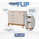 Ver imagem 5 de Dormitório Infantil Flip Guarda Roupa 4 Portas, Cômoda 1 Porta e Berço Areia Fosco - Reller Mó