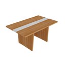 Ver imagem 5 de Mesa de Reunião 6 Lugares com Caixa de Tomada Tampo em Tamburato Marrom/Freijó/Branco Artany