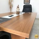 Ver imagem 7 de Mesa de Reunião 6 Lugares com Caixa de Tomada Tampo em Tamburato Marrom/Freijó/Branco Artany