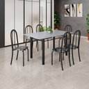 Ver imagem 1 de Conjunto de Mesa Tubular 140cm x 75cm Tampo em Granito Ocre com 6 Cadeiras Iris B Preto
