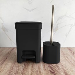 Conjunto 2 Escovas Sanitárias com Suportes para Banheiro Lavabo Polipropileno Dual ou Preto - 6