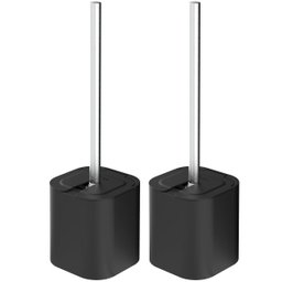 Conjunto 2 Escovas Sanitárias com Suportes para Banheiro Lavabo Polipropileno Dual ou Preto - 1