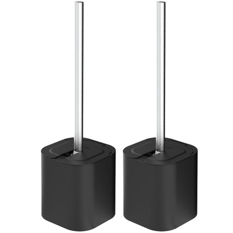 Conjunto 2 Escovas Sanitárias com Suportes para Banheiro Lavabo Polipropileno Dual ou Preto