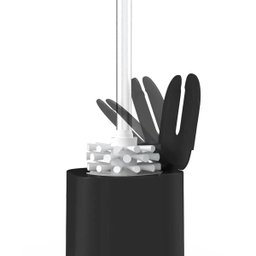 Conjunto 2 Escovas Sanitárias com Suportes para Banheiro Lavabo Polipropileno Dual ou Preto - 7