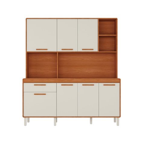 Armário de Cozinha Itatiaia Dunas 180cm 7 Portas e 1 Gaveta Cinamomo/off-white