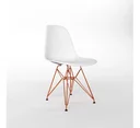 Ver imagem 4 de Conjunto Sala de Jantar Eames de Ferro Cobre Tampo Redondo 110cm Branco 4 Cadeiras Brancas