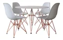 Ver imagem 2 de Conjunto Sala de Jantar Eames de Ferro Cobre Tampo Redondo 110cm Branco 4 Cadeiras Brancas