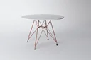 Ver imagem 3 de Conjunto Sala de Jantar Eames de Ferro Cobre Tampo Redondo 110cm Branco 4 Cadeiras Brancas