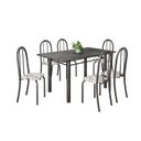Ver imagem 2 de Conjunto de Mesa Tubular 140cm x 75cm Tampo em Ardósia Indiano com 6 Cadeiras Iris B Prata/Arabesco