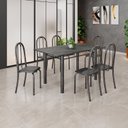 Ver imagem 1 de Conjunto de Mesa Tubular 140cm x 75cm Tampo em Ardósia Indiano com 6 Cadeiras Iris B Prata/Preto