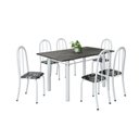 Ver imagem 2 de Conjunto de Mesa Tubular 140cm x 75cm Tampo em Ardósia Indiano com 6 Cadeiras Iris B Branco/Preto