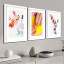 Ver imagem 1 de Kit 3 Quadros Grandes Nail Designer 60x48cm:moldura Branca