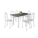 Ver imagem 2 de Conjunto de Mesa Tubular 140cm x 75cm Tampo em Ardósia Indiano com 6 Cadeiras Iris B Branco/Bege