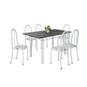 Ver imagem 2 de Conjunto de Mesa Tubular 140cm x 75cm Tampo em Ardósia Indiano com 6 Cadeiras Iris B Branco/Arabesco