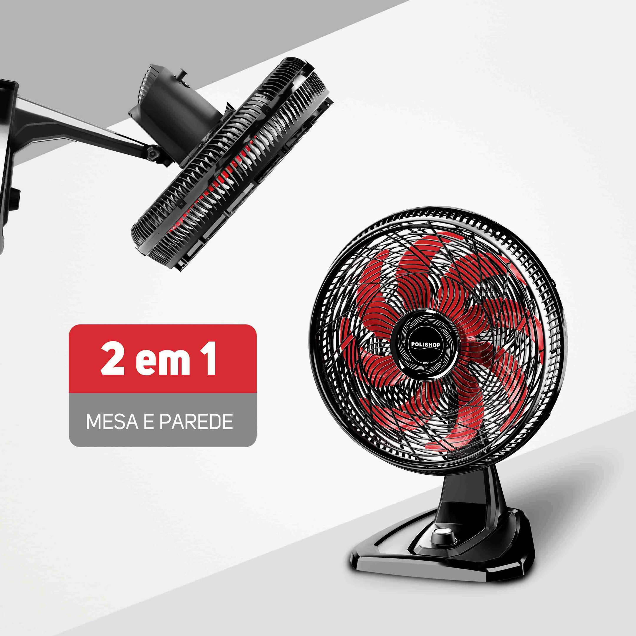 Ventilador 2 em 1 de Mesa e Parede Polishop 50cm | 127v - 5