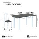 Ver imagem 3 de Conjunto de Mesa Tubular 140cm x 75cm Tampo em Ardósia Indiano com 6 Cadeiras Iris B Branco/Preto