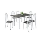 Ver imagem 2 de Conjunto de Mesa Tubular 140cm x 75cm Tampo em Ardósia Indiano com 6 Cadeiras Iris B Branco/Preto