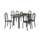 Ver imagem 2 de Conjunto de Mesa Tubular 140cm x 75cm Tampo em Ardósia Indiano com 6 Cadeiras Iris B Preto