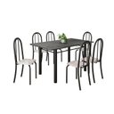 Ver imagem 2 de Conjunto de Mesa Tubular 140cm x 75cm Tampo em Ardósia Indiano com 6 Cadeiras Iris B Preto/Bege