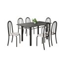 Ver imagem 2 de Conjunto de Mesa Tubular 140cm x 75cm Tampo em Ardósia Indiano com 6 Cadeiras Iris B Preto/Arabesco
