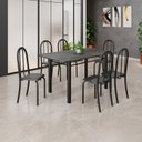 Ver imagem 1 de Conjunto de Mesa Tubular 140cm x 75cm Tampo em Ardósia Indiano com 6 Cadeiras Iris B Preto