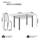 Ver imagem 3 de Conjunto de Mesa Tubular 140cm x 75cm Tampo em Vidro Incolor com 6 Cadeiras Iris B Prata/Bege